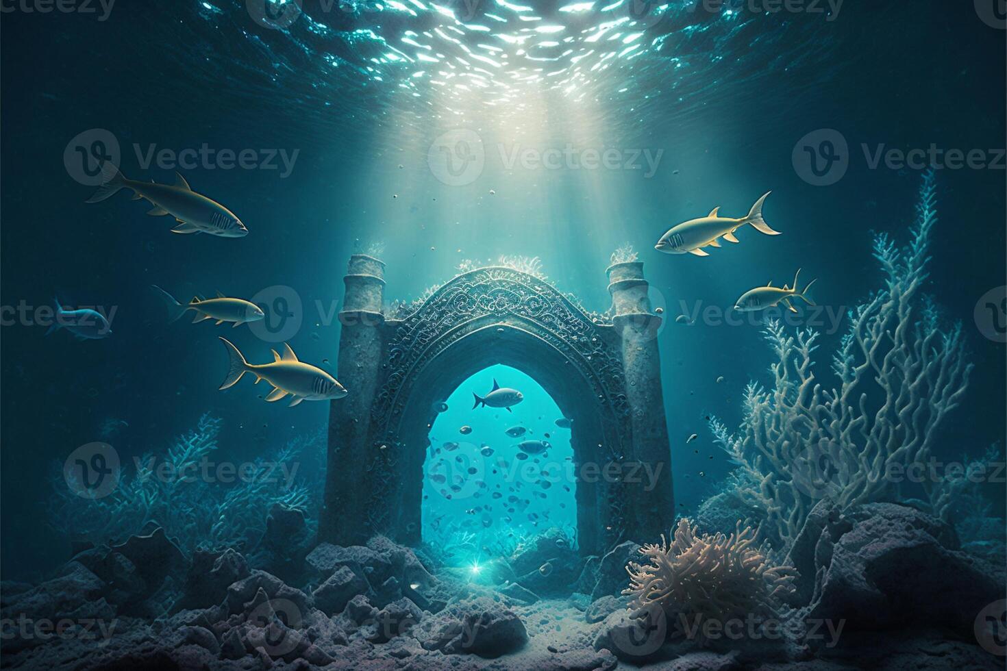 under water ocean background landscape. photo