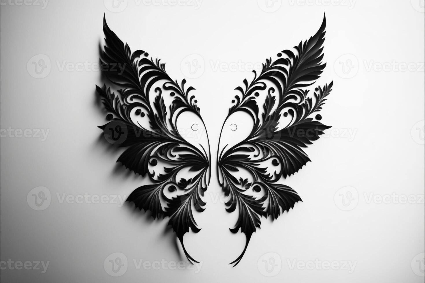 fairy wings made of forest leaves on a white background. photo