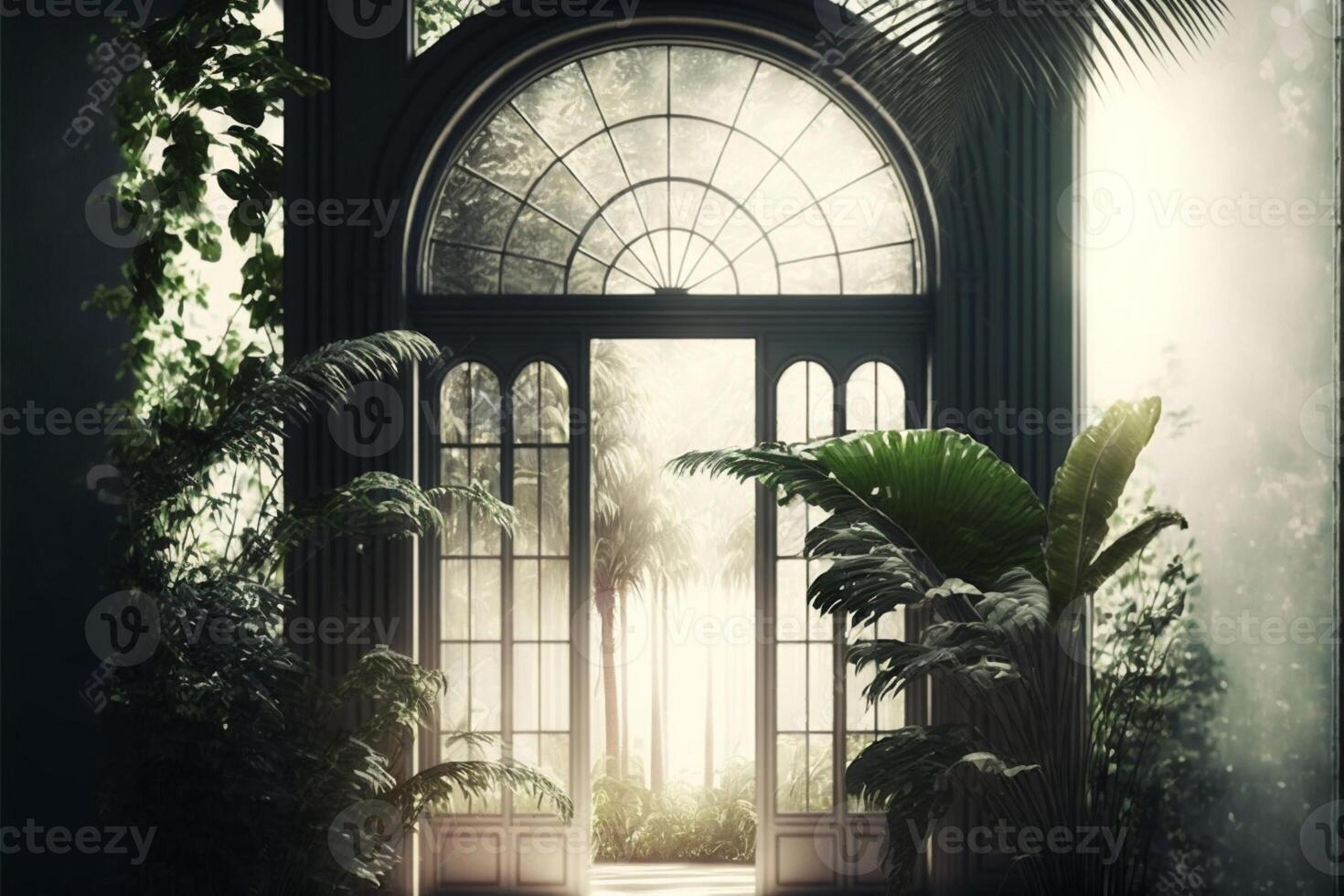 magical conservatory day light digital background. photo