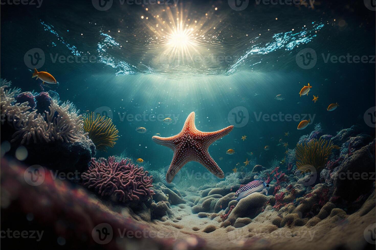 under water ocean background landscape. photo