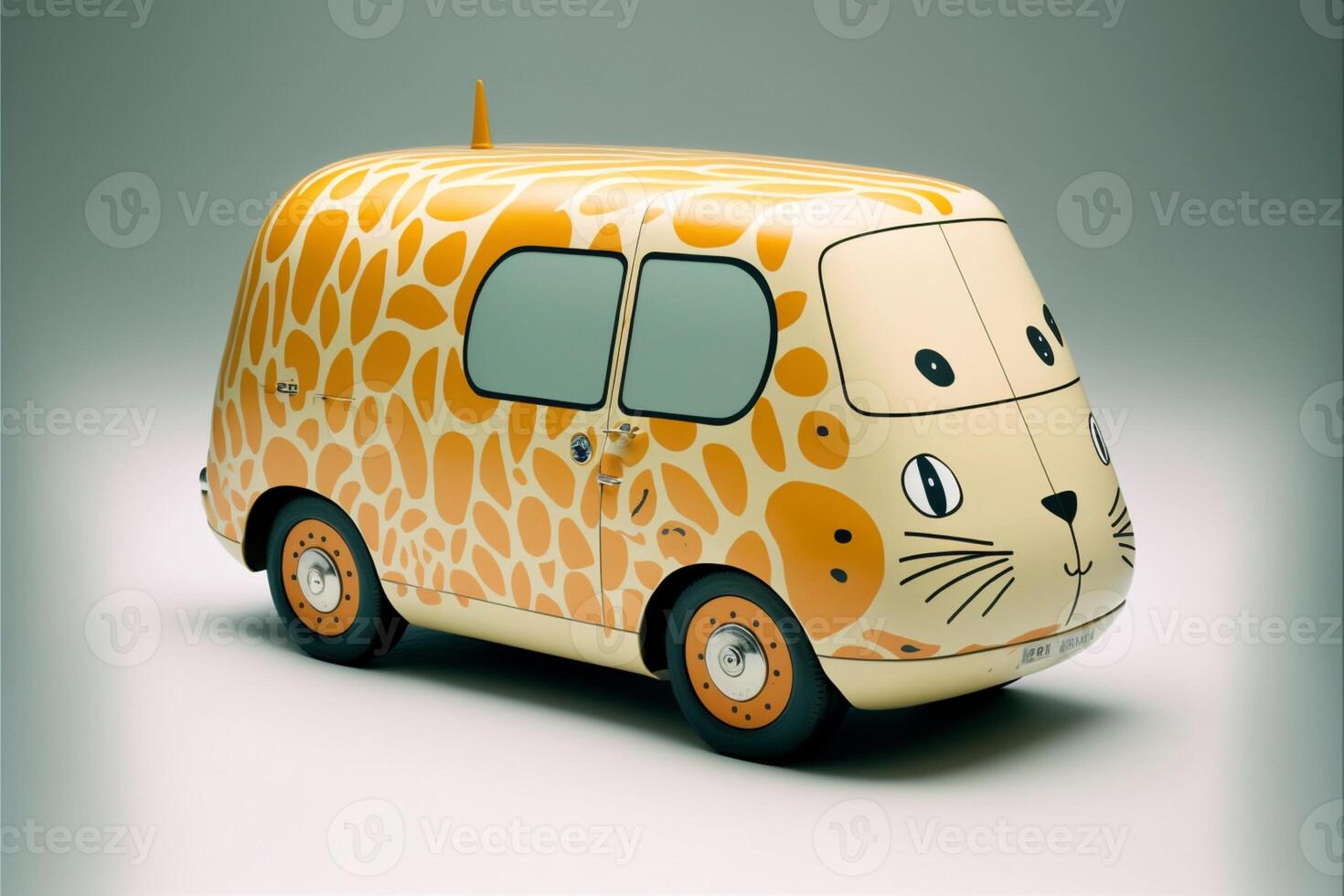 toy van with a cat face painted on it. . photo