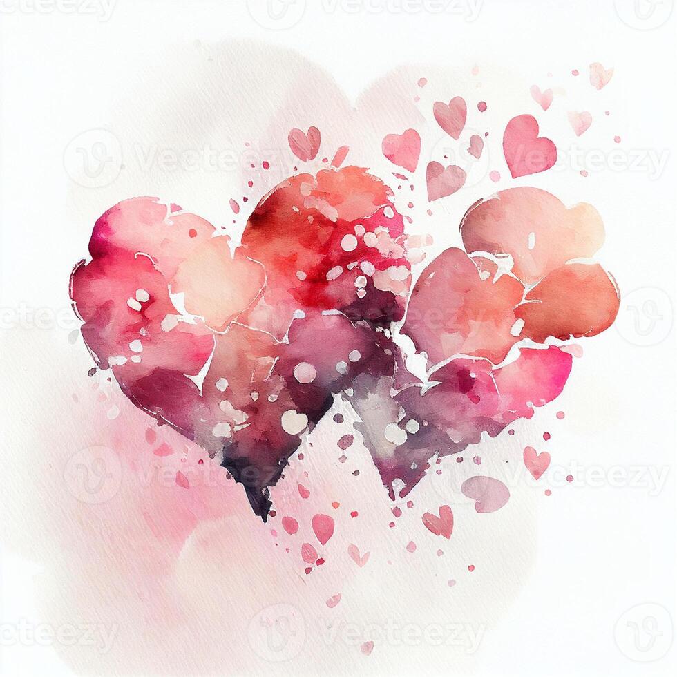 valentine hearts love pink watercolor. photo