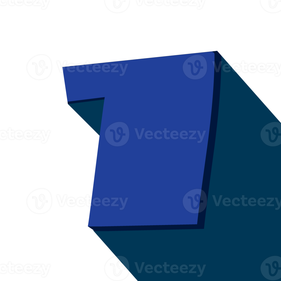 siffra ett, siffra 1 lång skugga på transparent bakgrund png