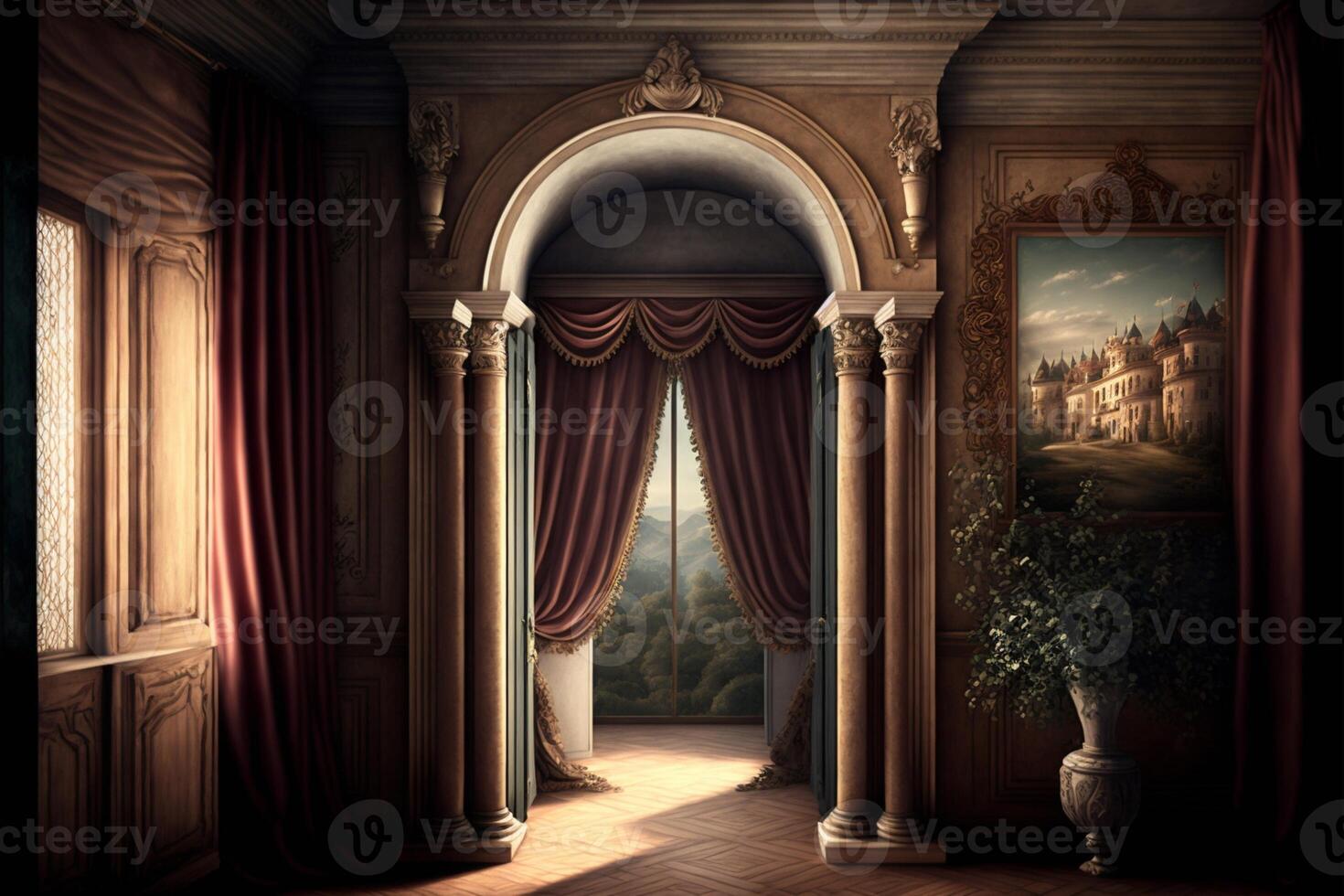 Tuscan villa Digital Backdrop in rich colours realistic. photo