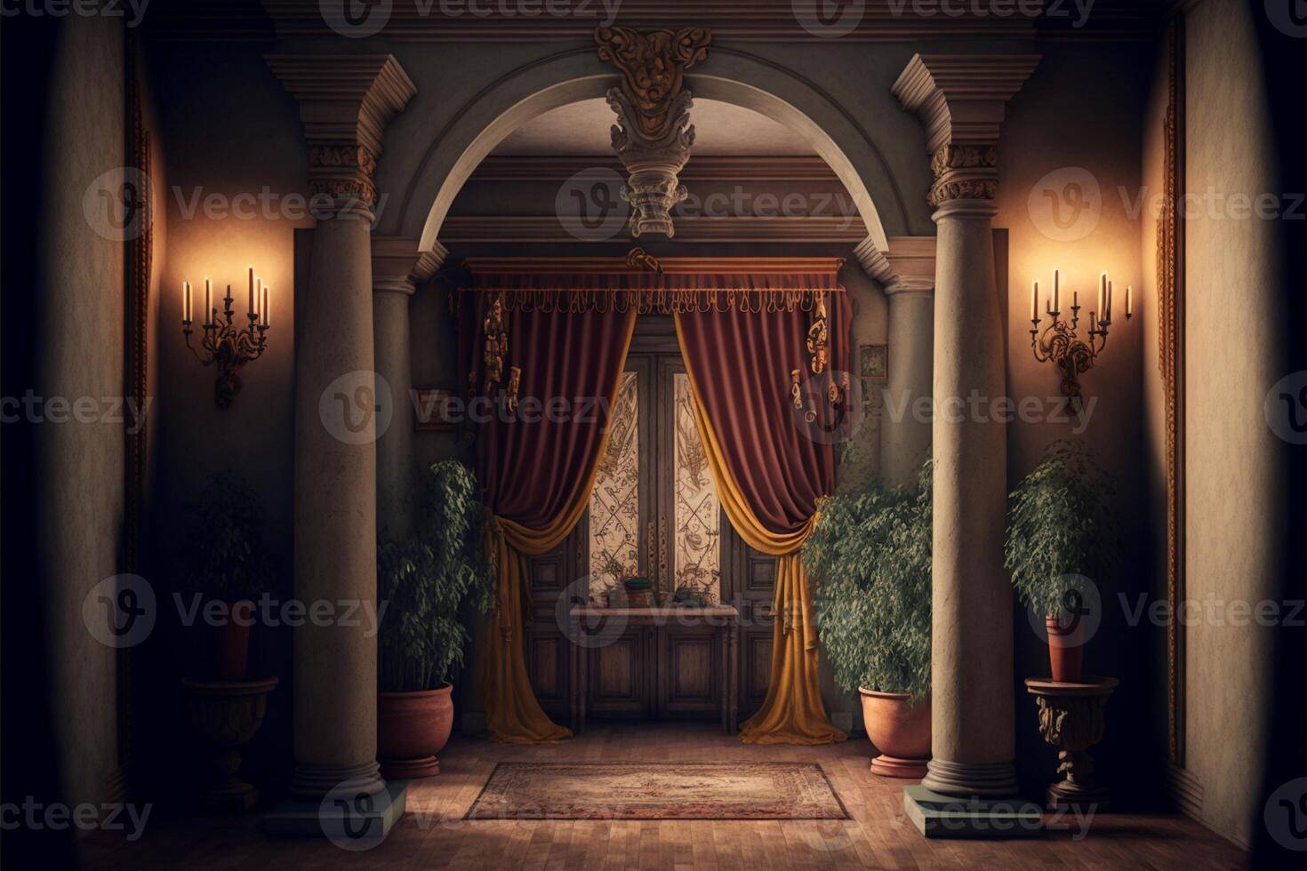 Tuscan villa Digital Backdrop in rich colours realistic. photo