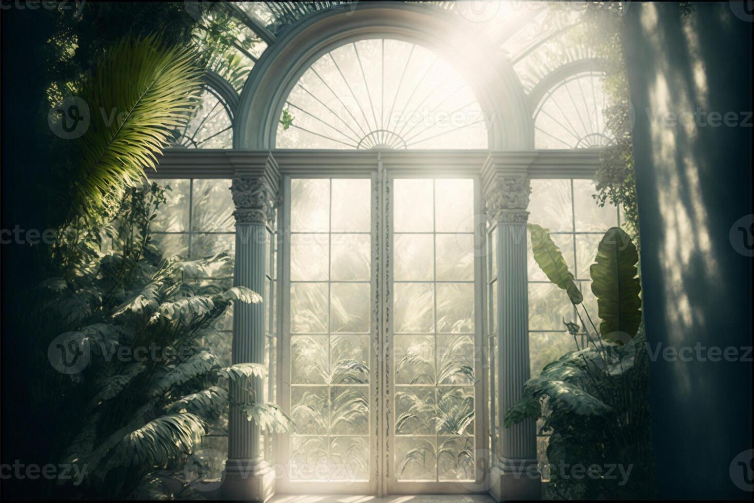 magical conservatory day light digital background. photo