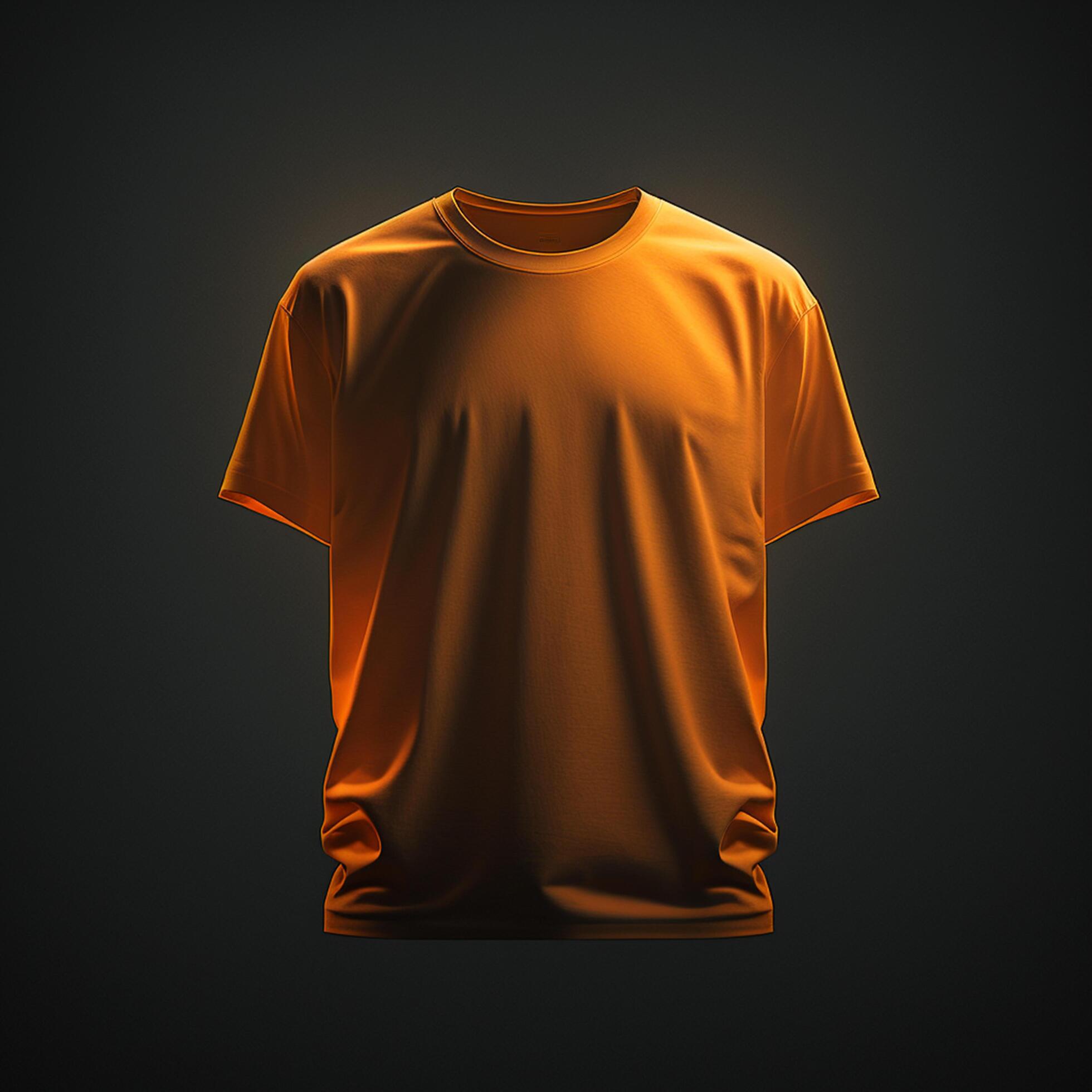 blank orange tshirt mockup,close up orange tshirt on dark background