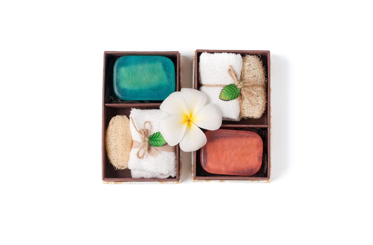soap spa gift box isolated on white background photo