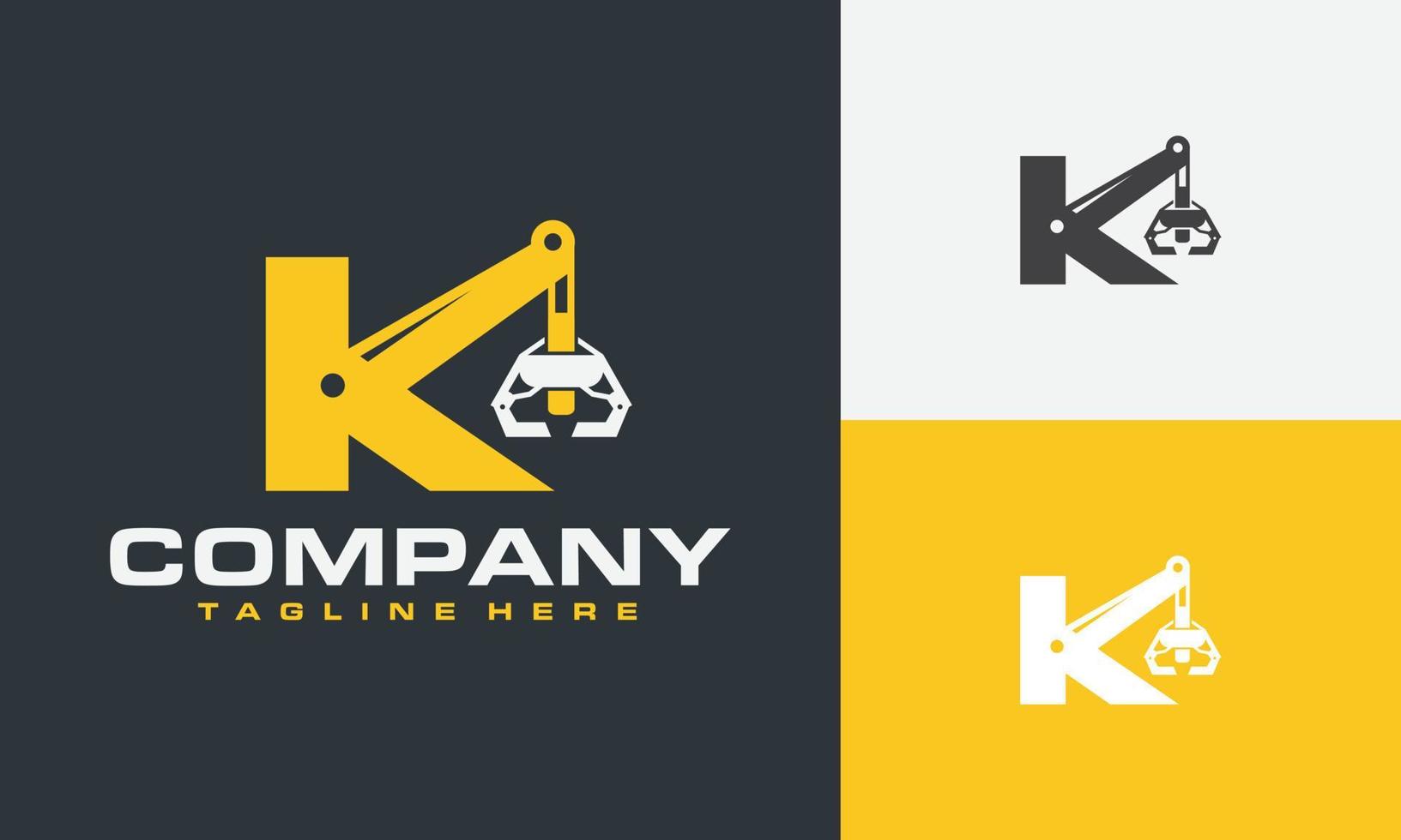 initial K crane drill logo vector