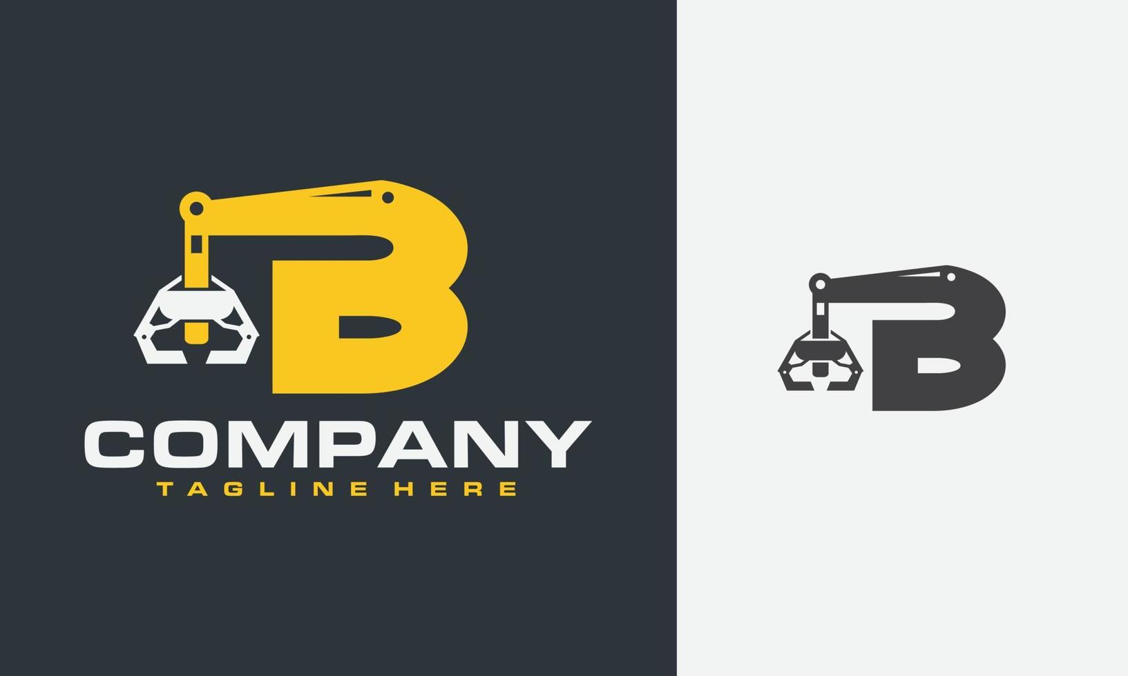 initial B crane drill logo vector