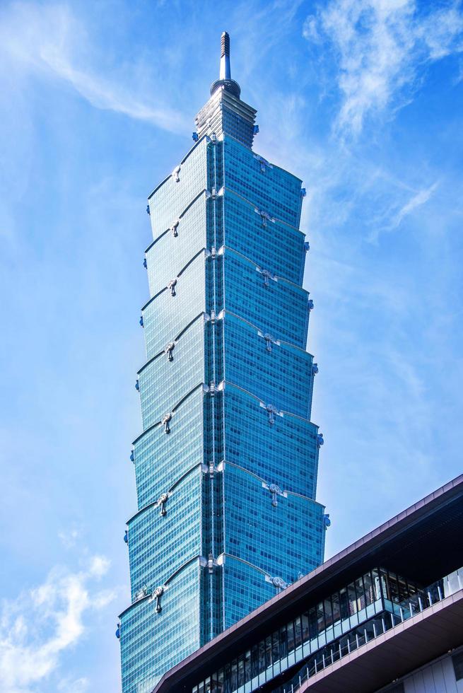 TAIPEI, TAIWAN - OCT 09, 2017-known as the Taipei World Financial Center is a landmark skyscraper in Taipei, Taiwan. The building was officially classified as the world's tallest in 2004 until 2010. photo