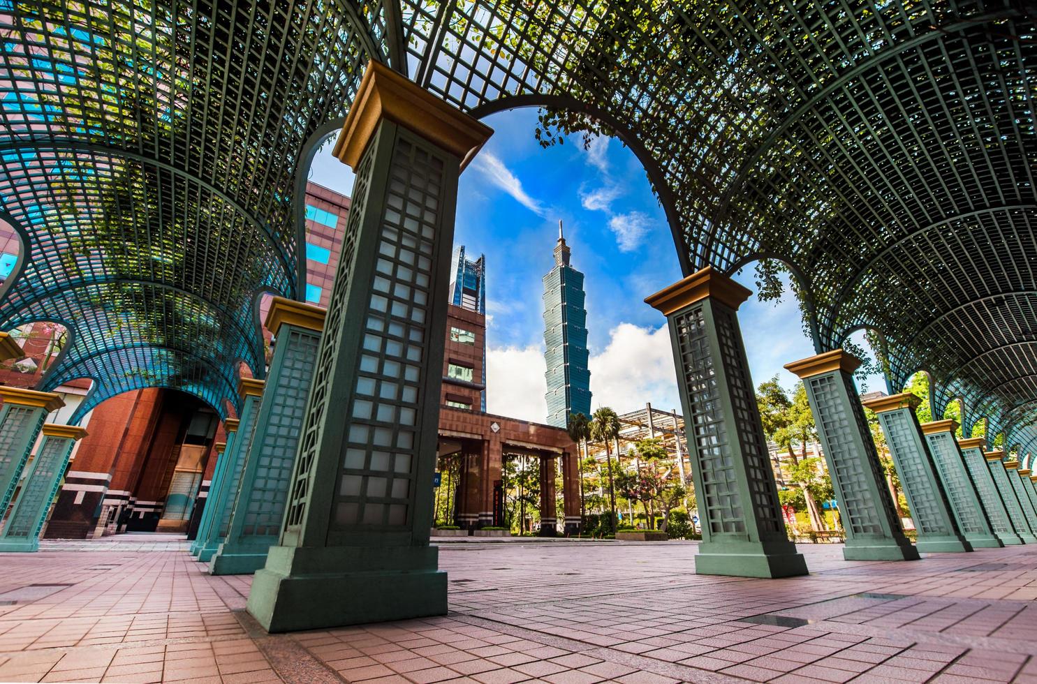 TAIPEI, TAIWAN - OCT 09, 2017-known as the Taipei World Financial Center is a landmark skyscraper in Taipei, Taiwan. The building was officially classified as the world's tallest in 2004 until 2010. photo