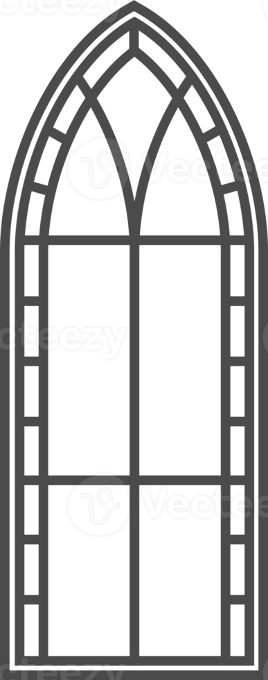 gótico ventana describir. silueta de Clásico manchado vaso Iglesia marco. elemento de tradicional europeo arquitectura png