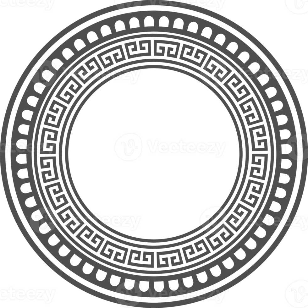 Circle Greek frame. Round meander border. Decoration pattern png