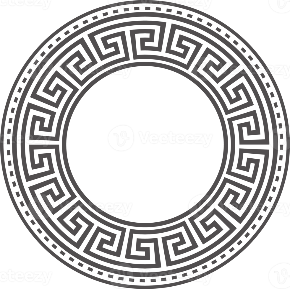 Circle Greek frame. Round meander border. Decoration pattern png
