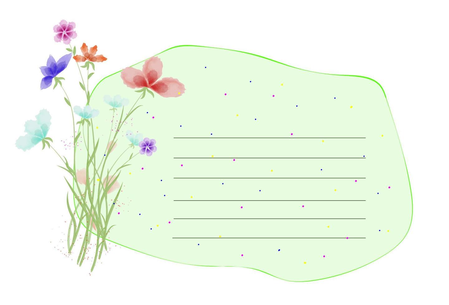 Sticker for message with watercolor bouquet vector