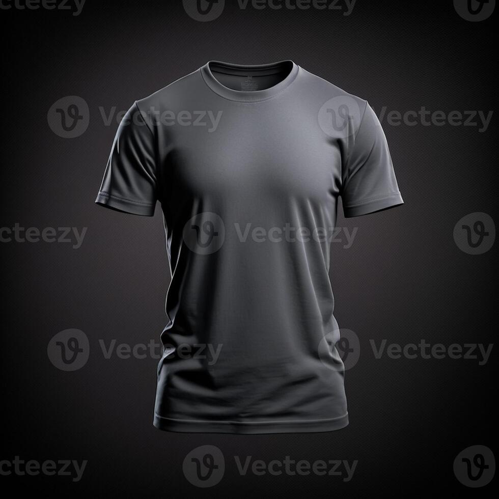 blank grey tshirt mockup,close up grey t-shirt on dark background , photo