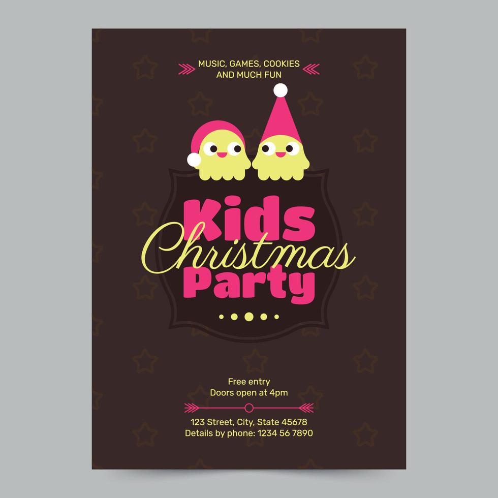 Kids Christmas Party Template of Flyer, Instant Download, Editable Design, Pro Vector