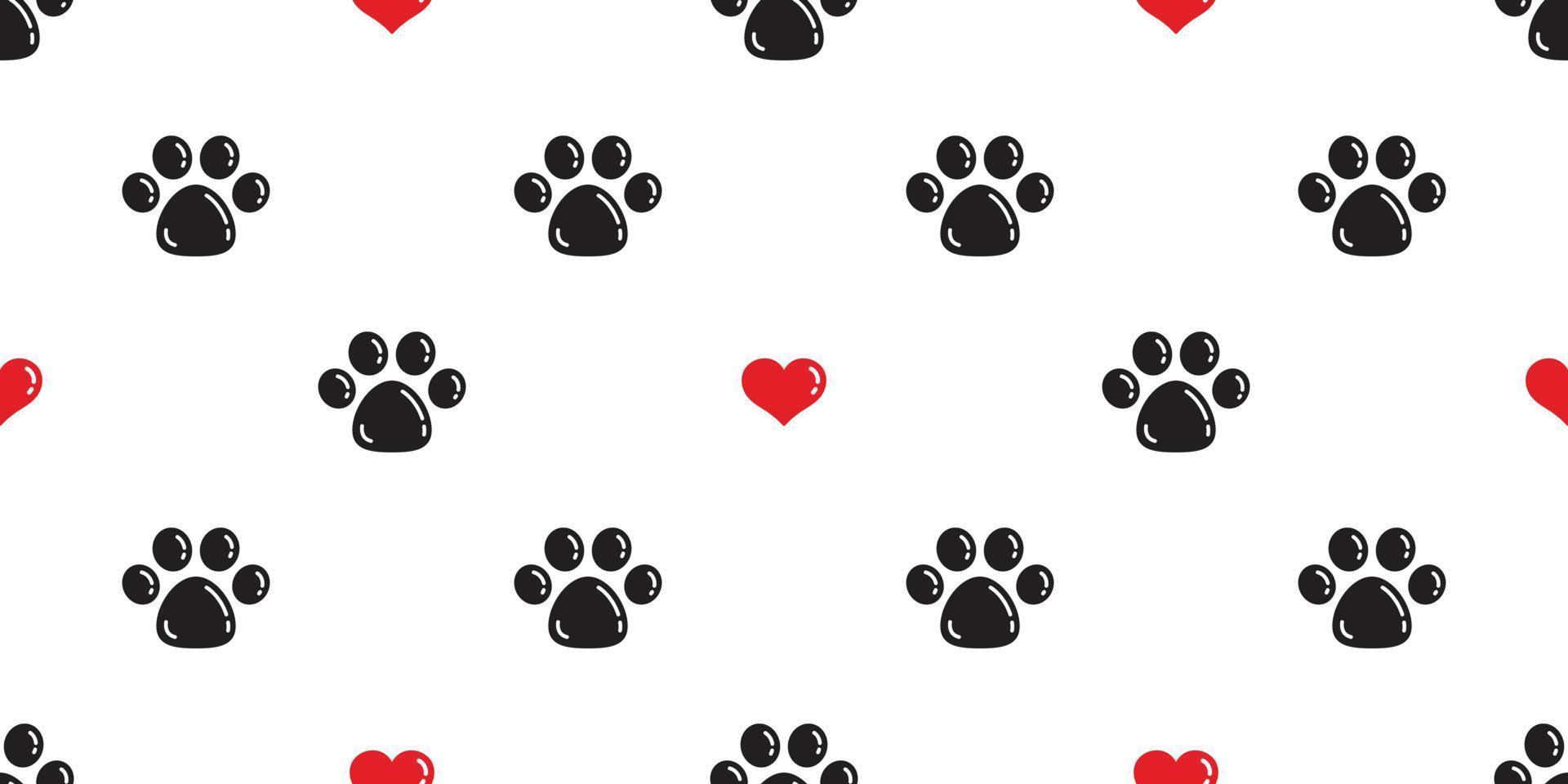 Dog Paw Seamless pattern vector heart valentine isolated Cat Paw footprint wallpaper background illustration