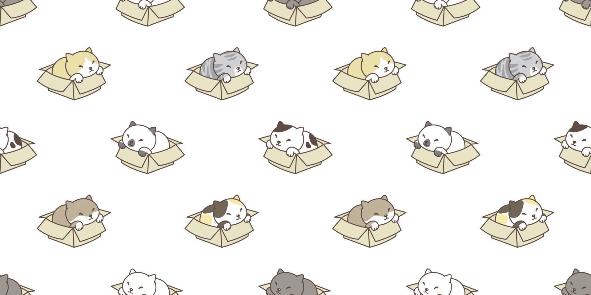 cat breed seamless pattern isolated box calico kitten wallpaper vector background