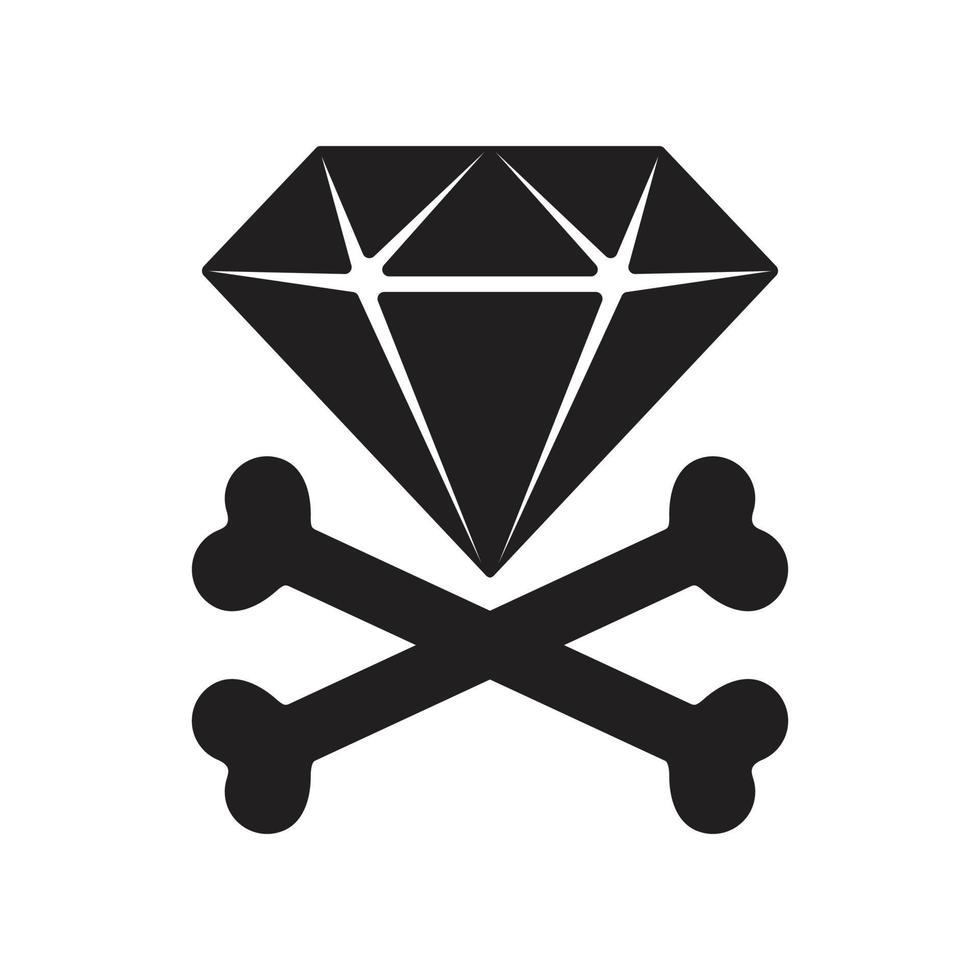 pirate crossbones vector diamond icon jewelry logo illustration Halloween