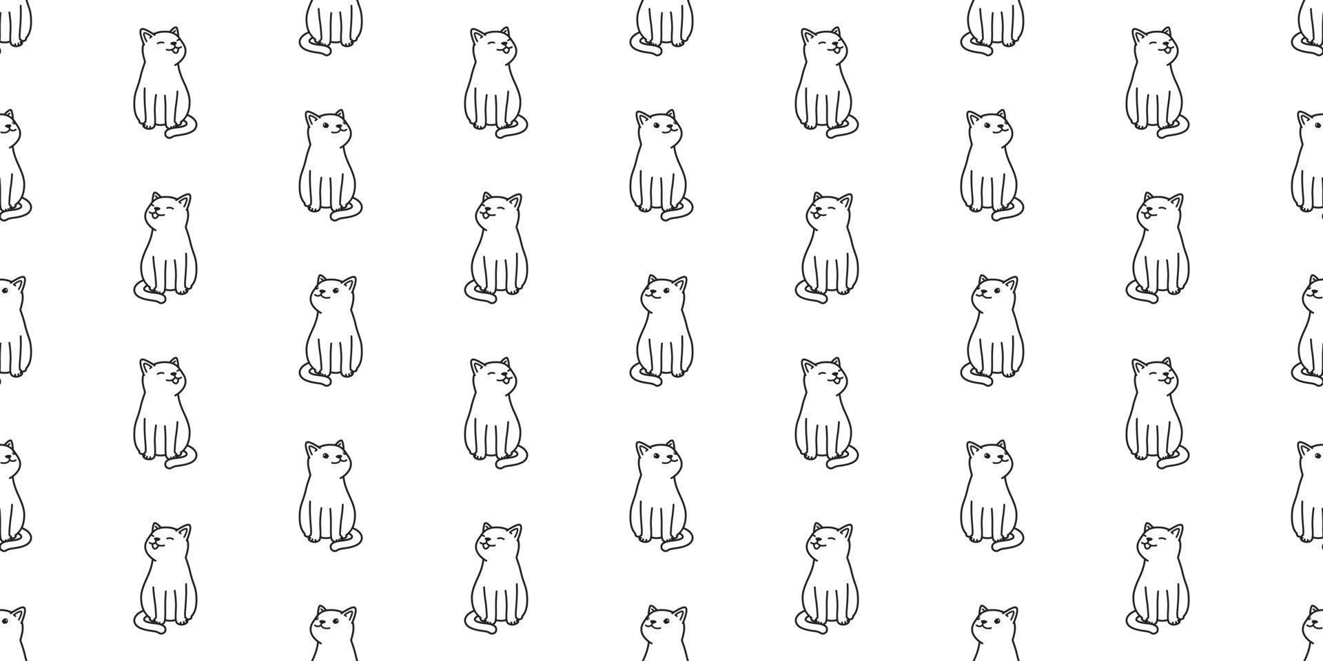 cat seamless pattern vector cat smile isolated wallpaper background white