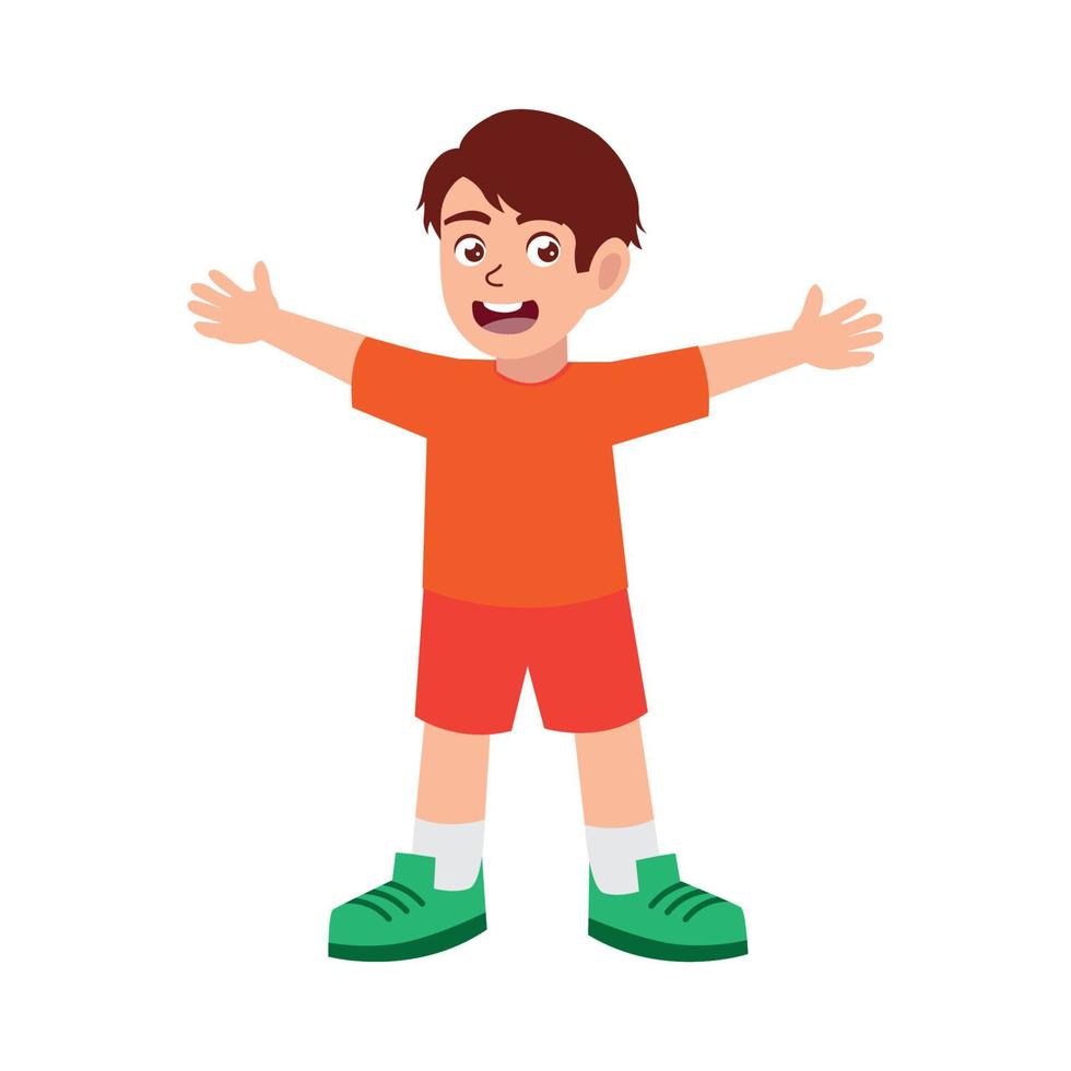 Cheerful kids with an open arm illustration vector