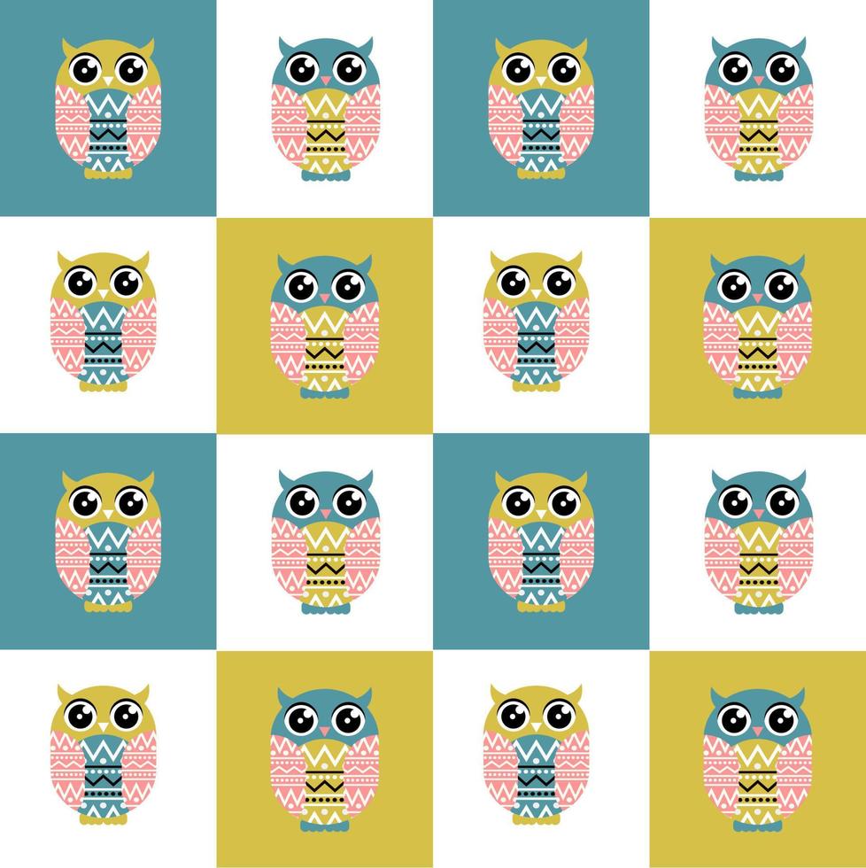 Cute Owl Seamless Pattern Background vector