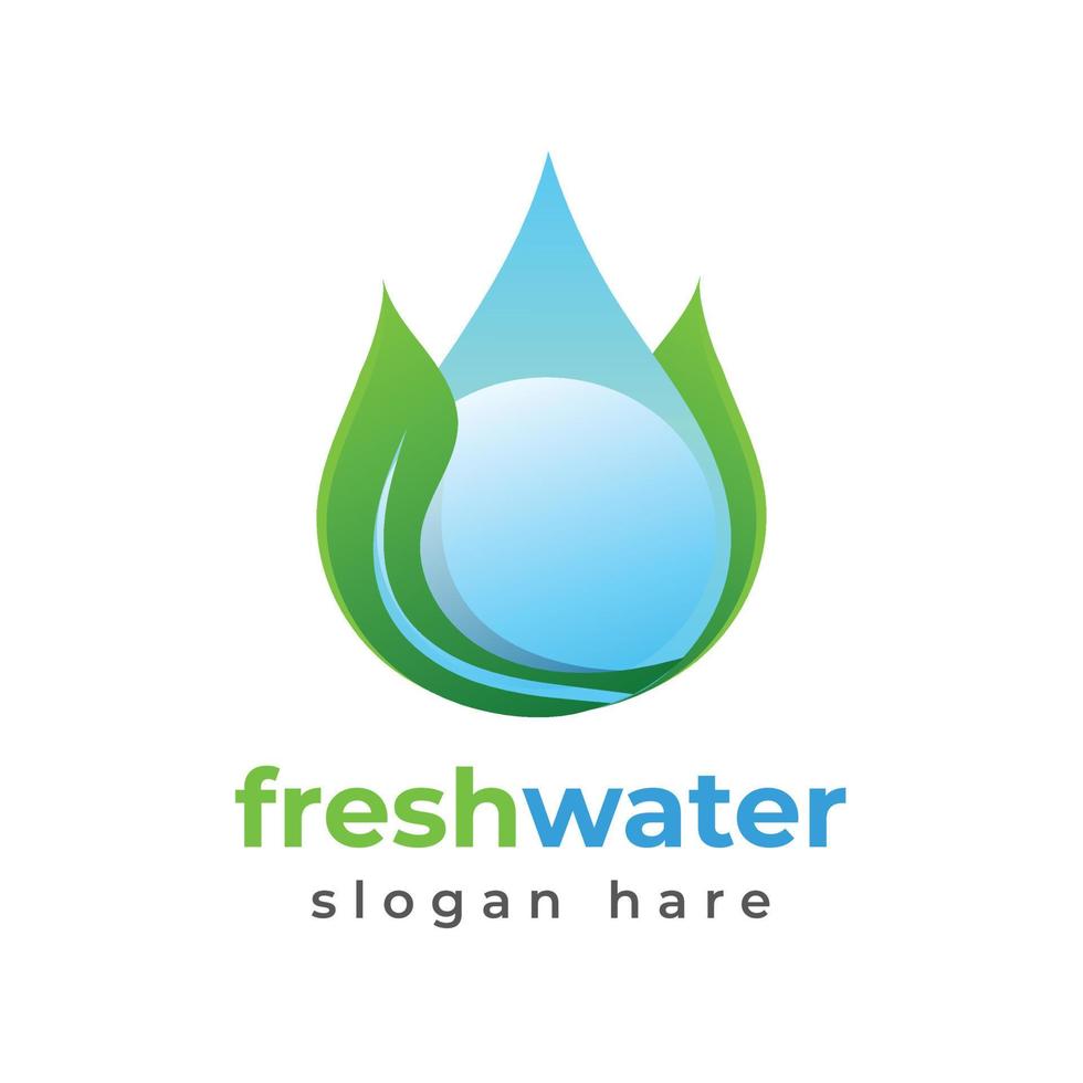 Fresh waterdrop leaf colorful logo design vector. vector