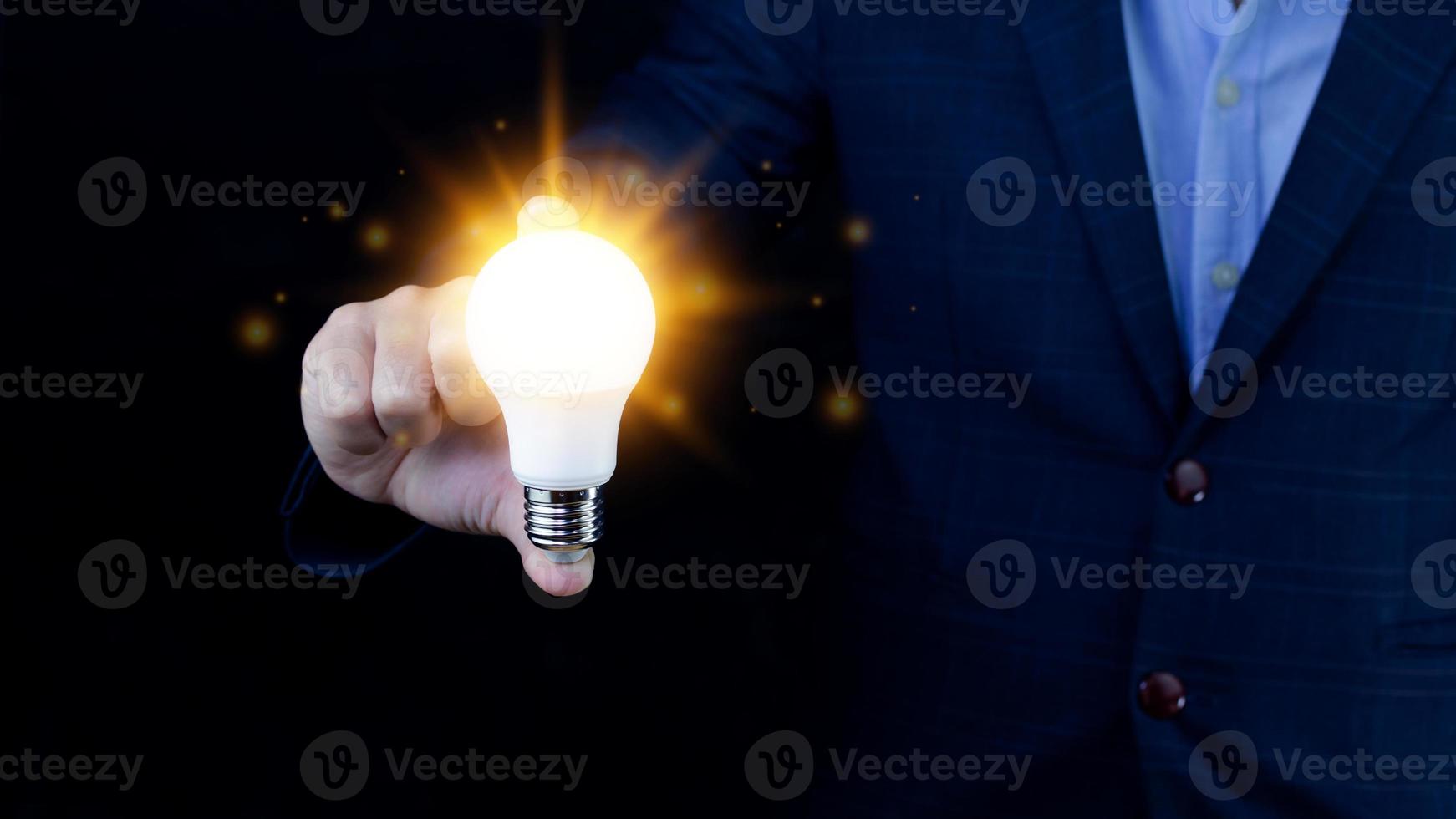 Bright idea in hand Business man,Hands holding light bulb for concept new idea concept with innovation and inspiration,technology in science and communication concept photo