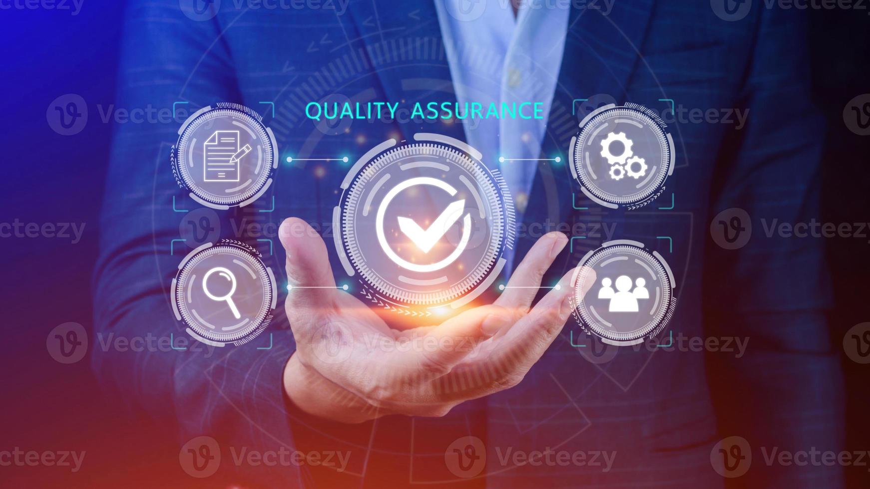 Quality Assurance Control Standards, Standards and Certification Concepts, Guaranteed Quality Guaranteed Service Standard Internet Technology Business Concept. photo