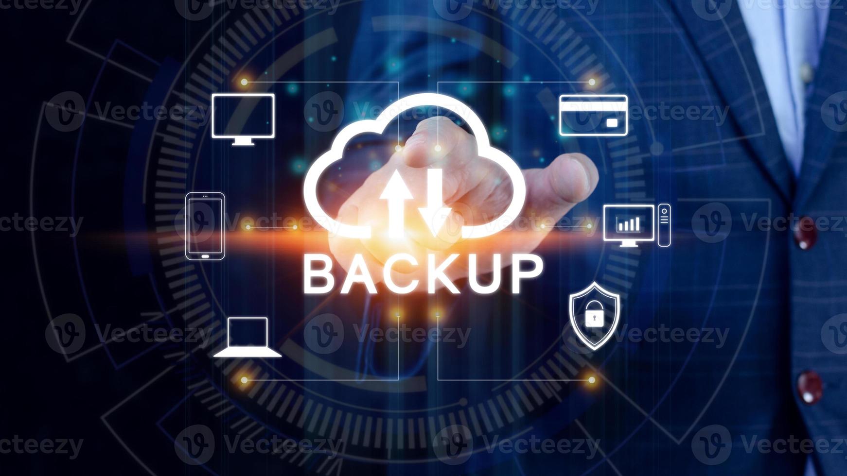 Internet data storage backup, technology business concept, Cloud technology, Data storage, Networking and internet service concept. photo