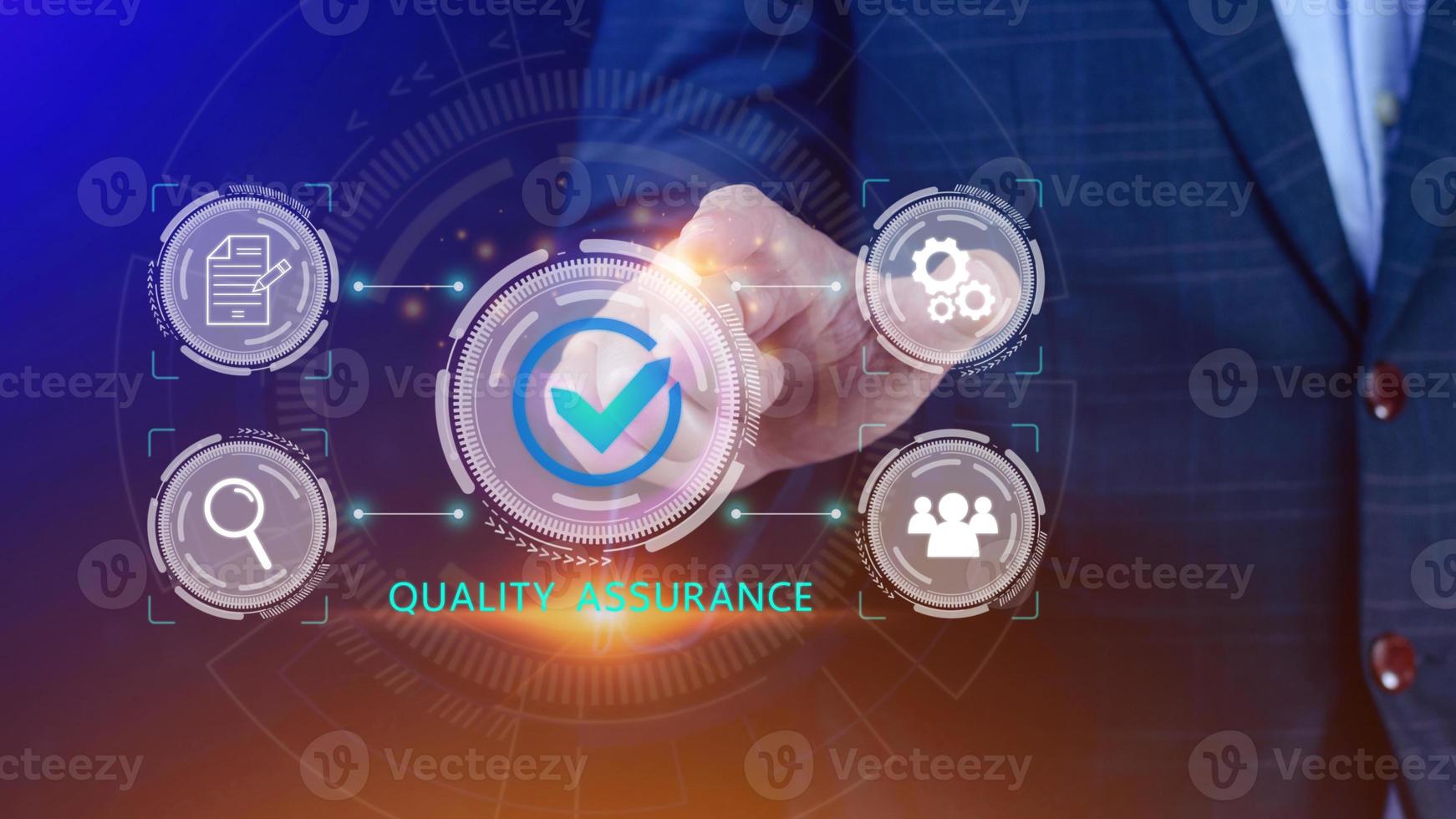 Quality Assurance Control Standards, Standards and Certification Concepts, Guaranteed Quality Guaranteed Service Standard Internet Technology Business Concept. photo