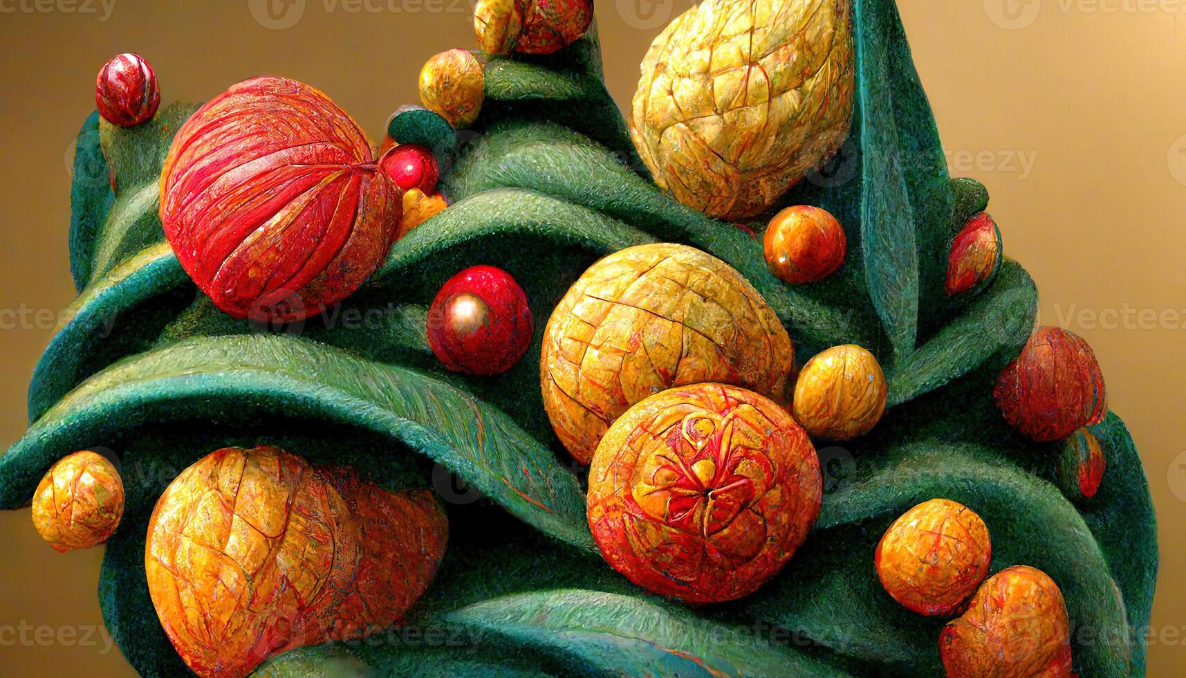 Amazing Arbol de Navidad decorado sobre fondo borroso. photo