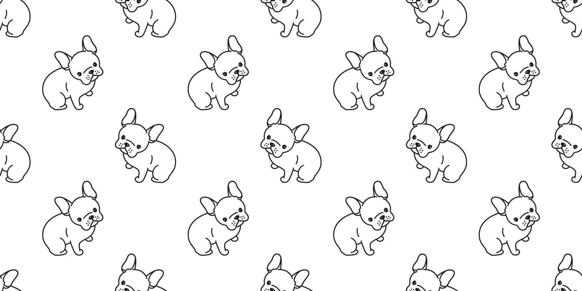 dog seamless pattern french bulldog vector isolated wallpaper background doodle cartoon