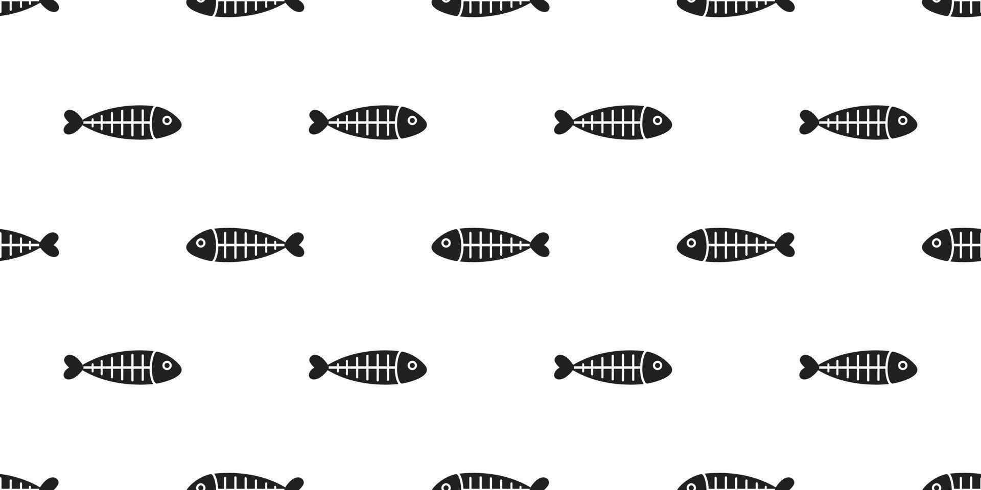 fish bone seamless pattern shark fin scarf isolated wallpaper background vector