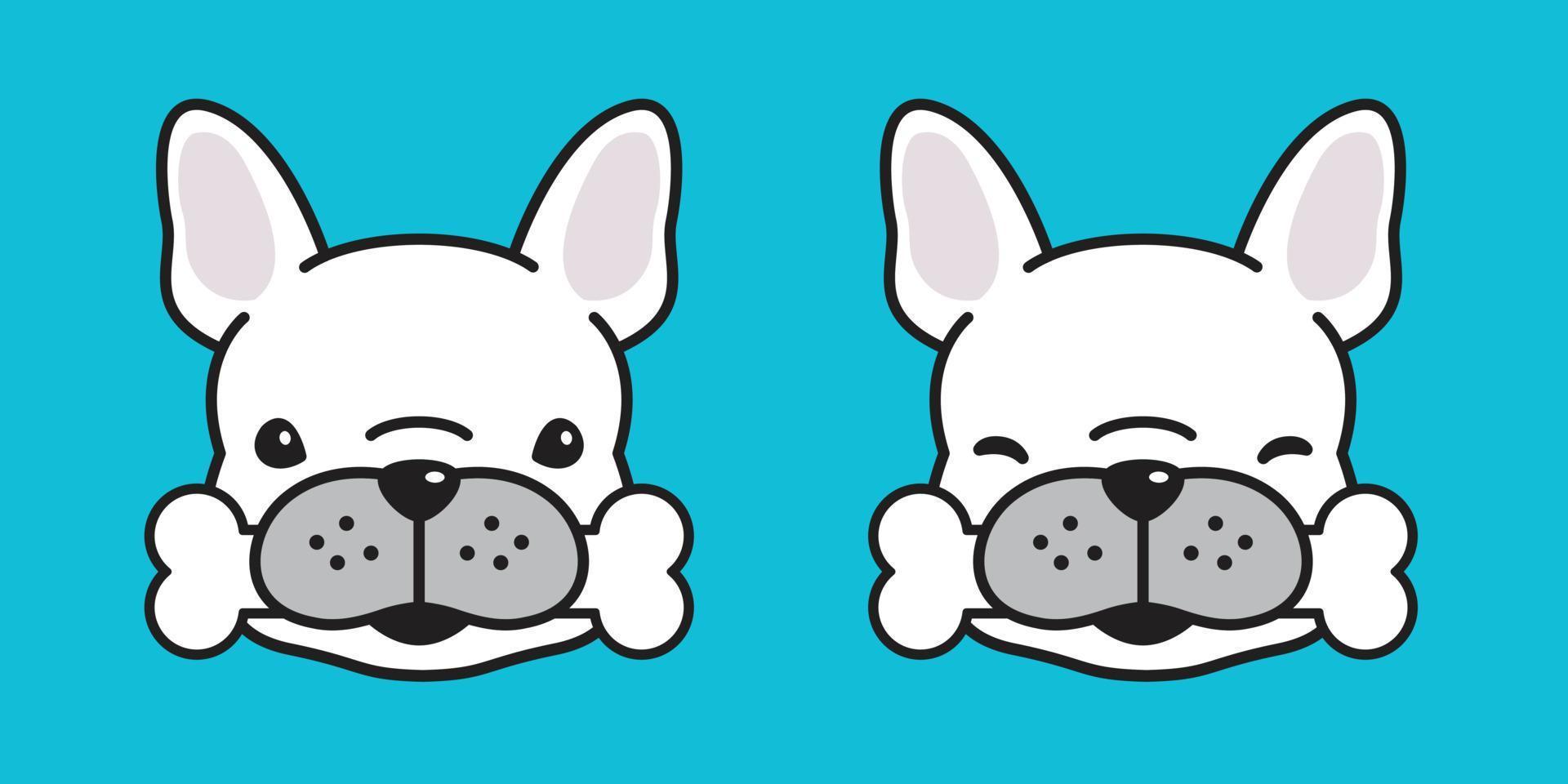 dog vector french bulldog bone pug smile character cartoon illustration white