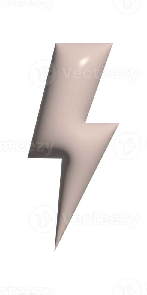 Bolt lighting 3d icon on transparent background. png