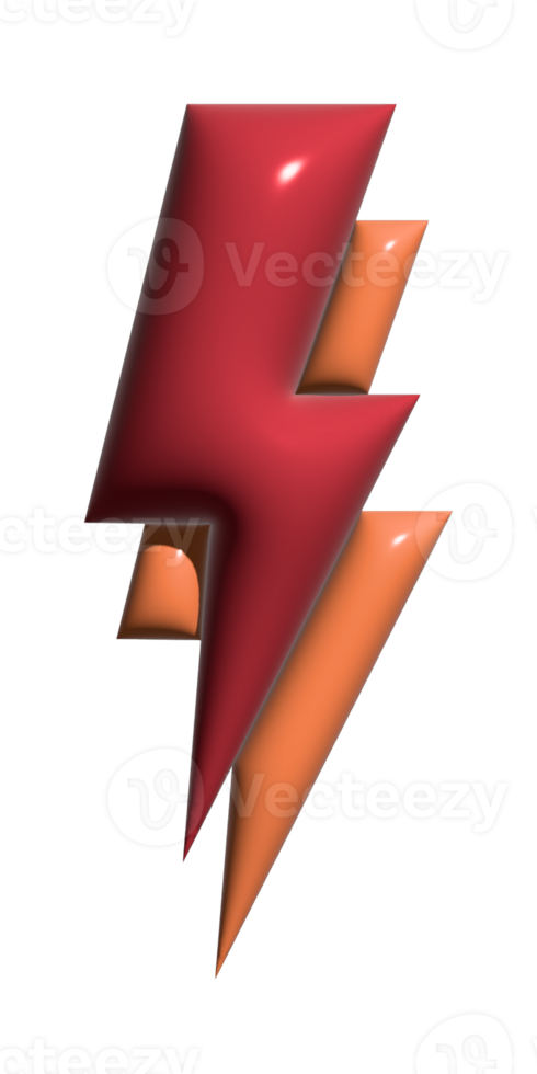 Bolt lighting 3d icon on transparent background. png