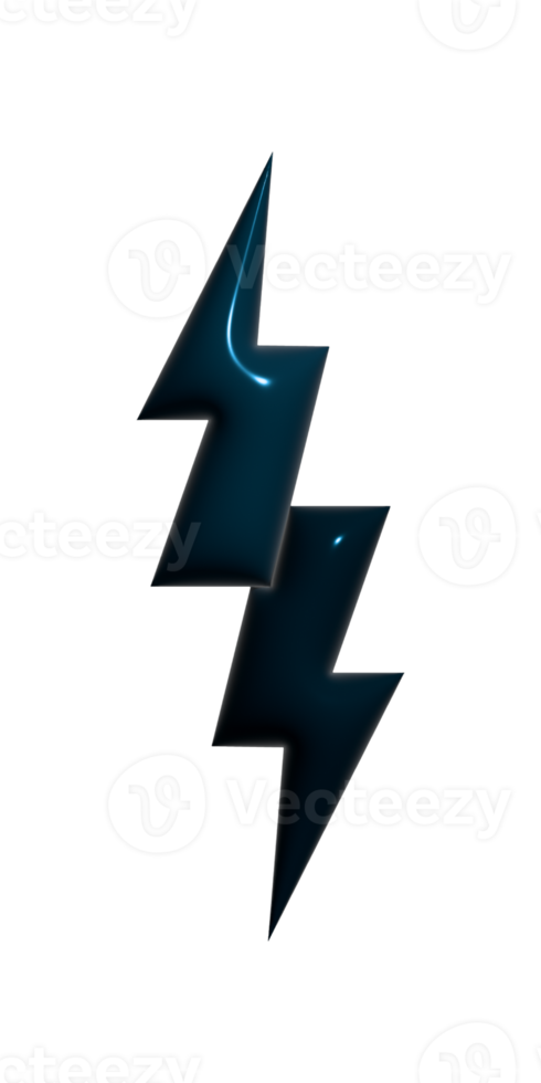 Bolt lighting 3d icon on transparent background. png