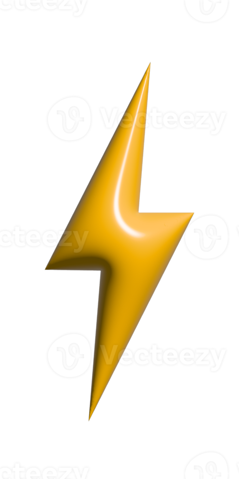 Bolt lighting 3d icon on transparent background. png