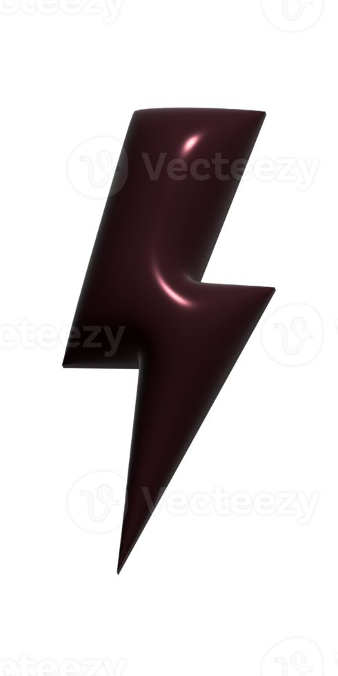 Bolt lighting 3d icon on transparent background. png