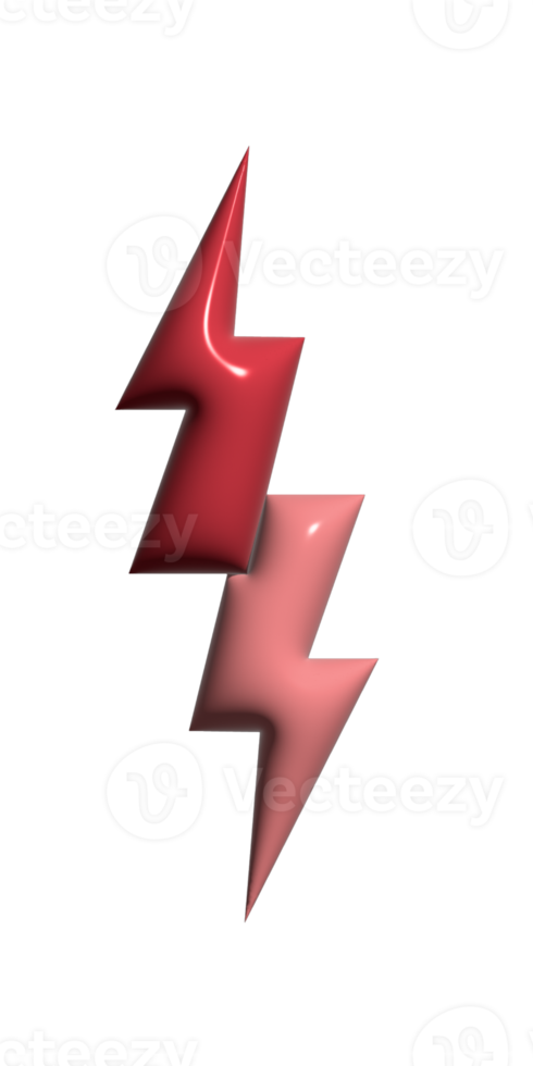 Bolt lighting 3d icon on transparent background. png