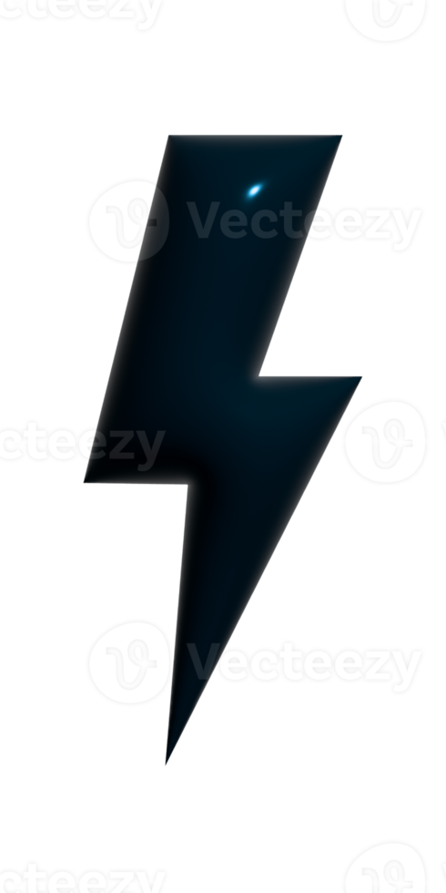 Bolt lighting 3d icon on transparent background. png