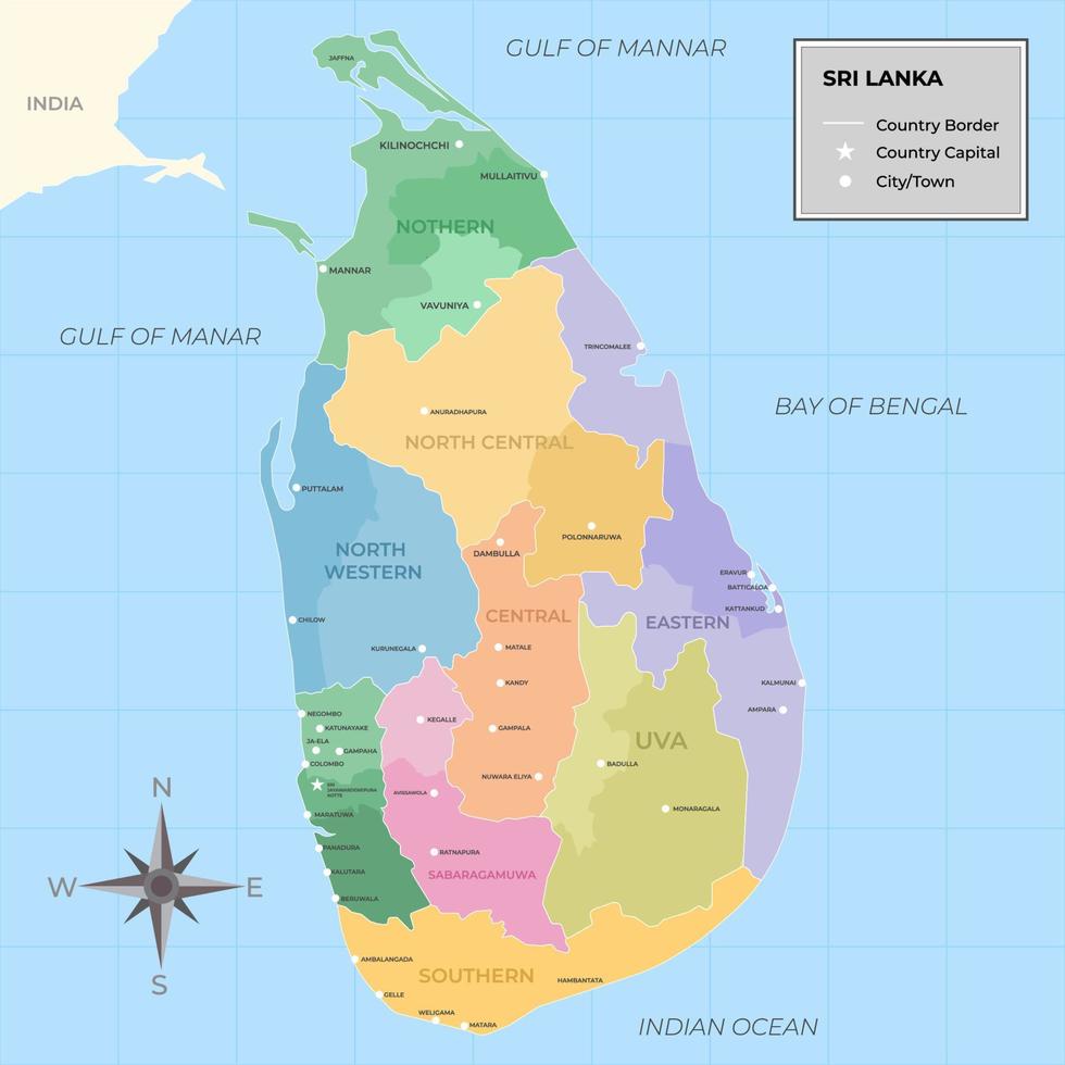 Country Map Of Sri Lanka vector