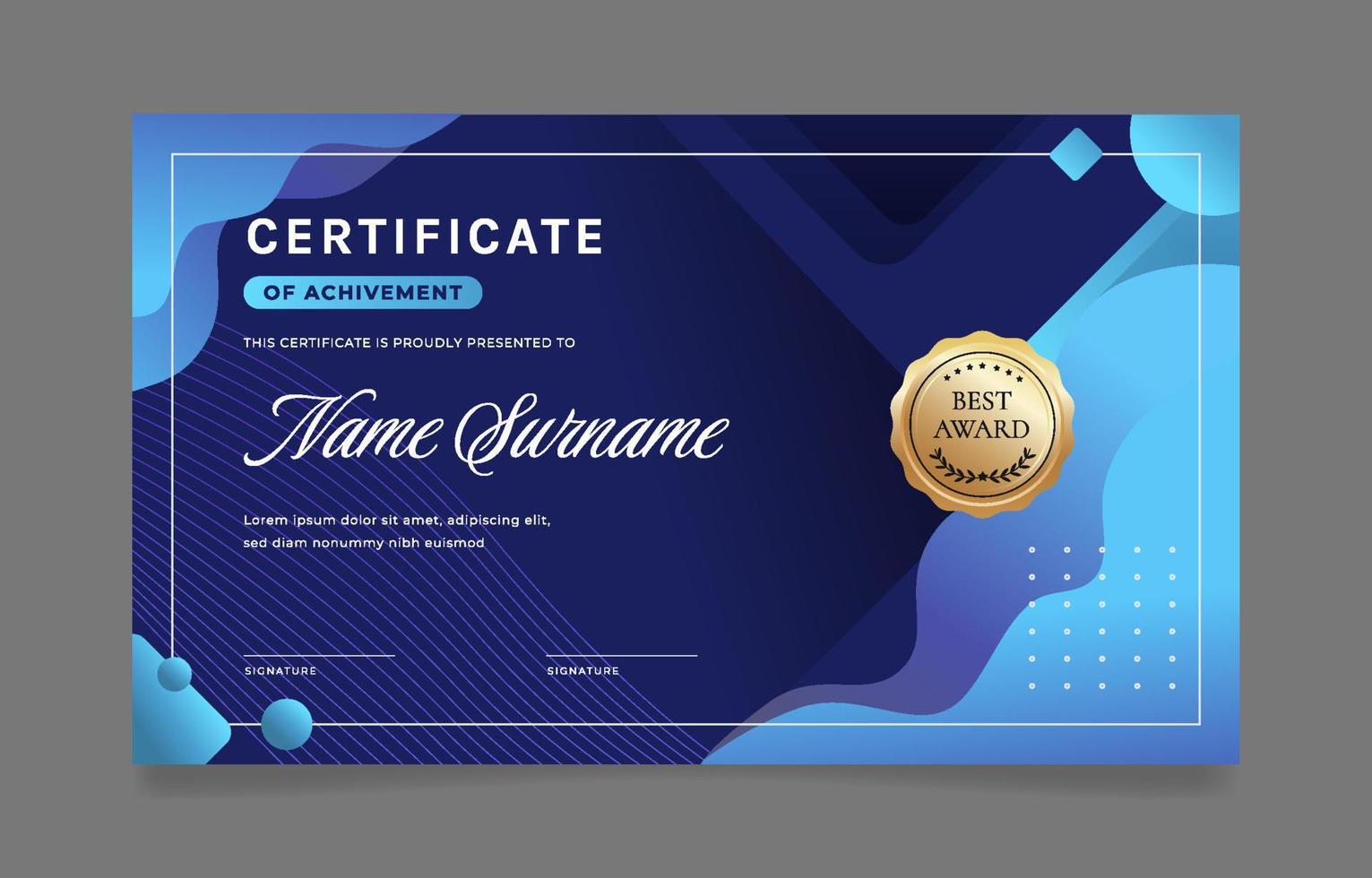 Blue Green Gradient Modern Certificate vector