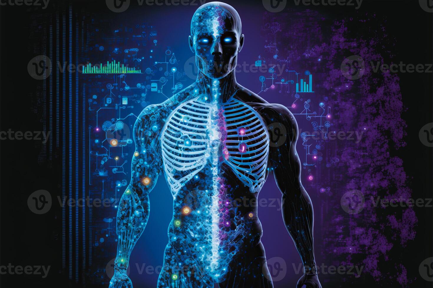 Body scanning with biotechnology concept. photo