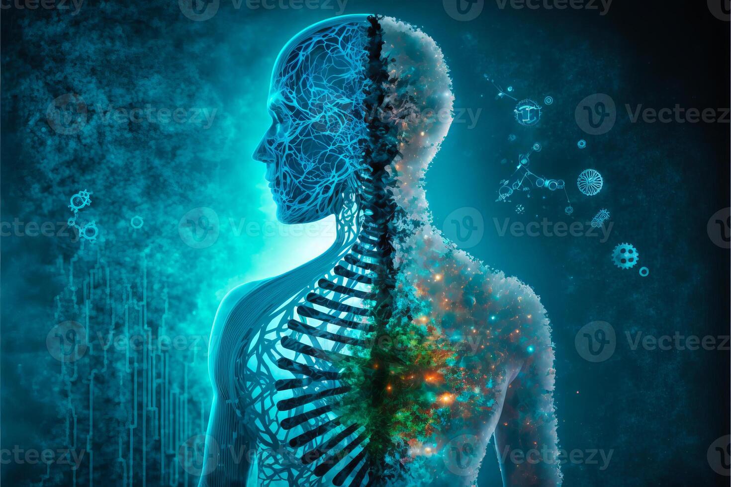 Body scanning with biotechnology concept. photo