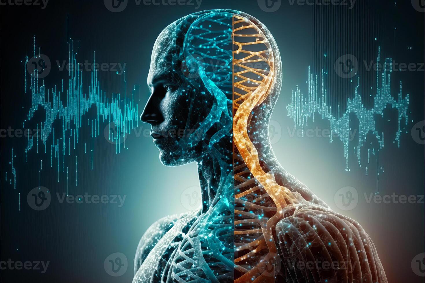 Body scanning with biotechnology concept. photo