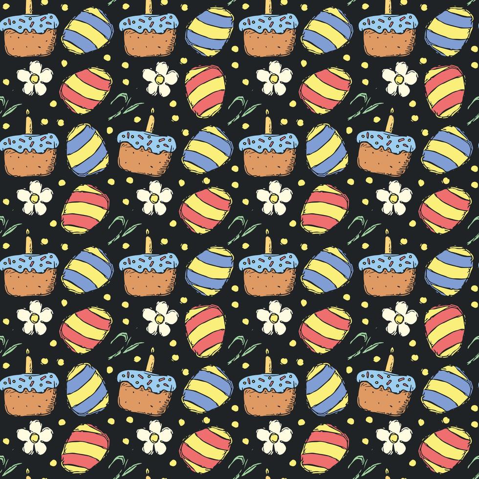 Easter pattern. Seamless pattern with easter icons. Easter background vector